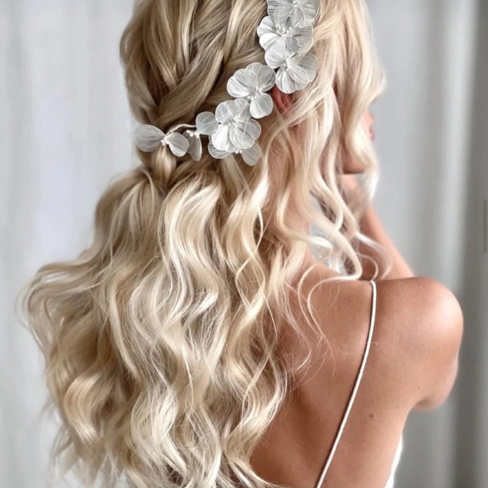Gold pedal flower Bridal large headpiece hairpiece